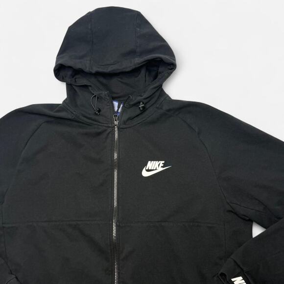 Nike Black Full Zip Hoodie Logo Sleeve Athletic Jacket Men’s XL - Picture 3 of 7